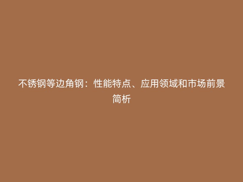不銹鋼等邊角鋼：性能特點(diǎn)、應(yīng)用領(lǐng)域和市場前景簡析