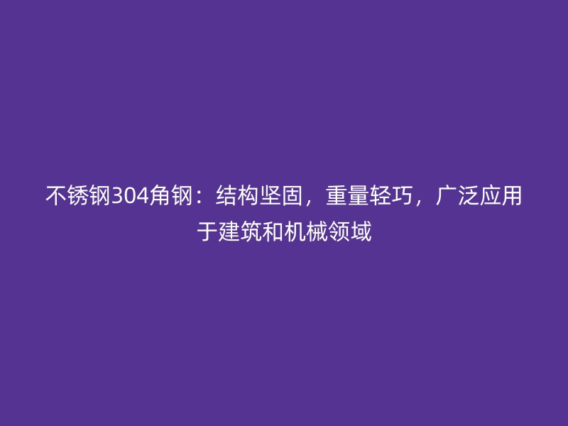 不銹鋼304角鋼：結(jié)構(gòu)堅固，重量輕巧，廣泛應(yīng)用于建筑和機械領(lǐng)域