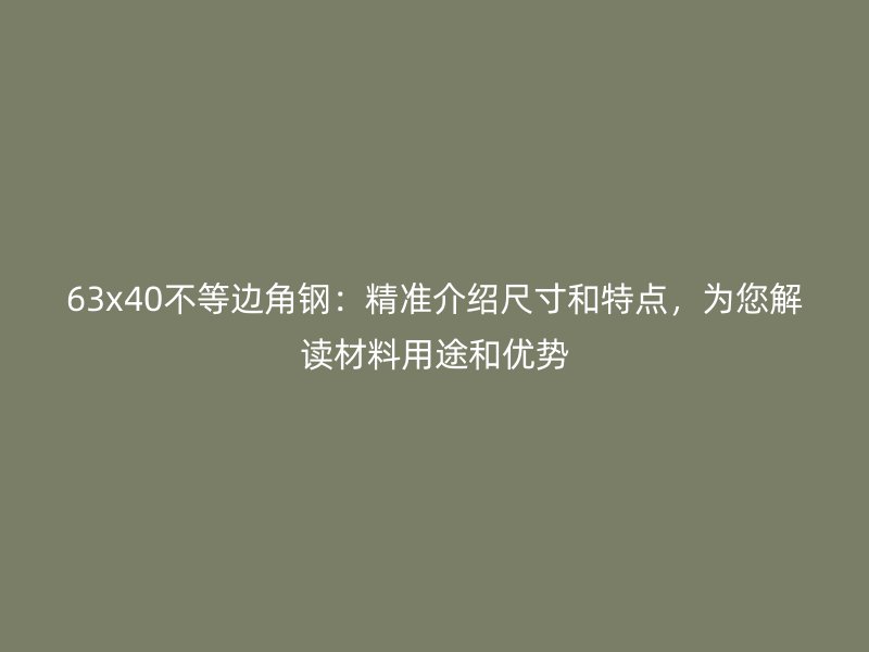 63x40不等邊角鋼：精準(zhǔn)介紹尺寸和特點(diǎn)，為您解讀材料用途和優(yōu)勢(shì)