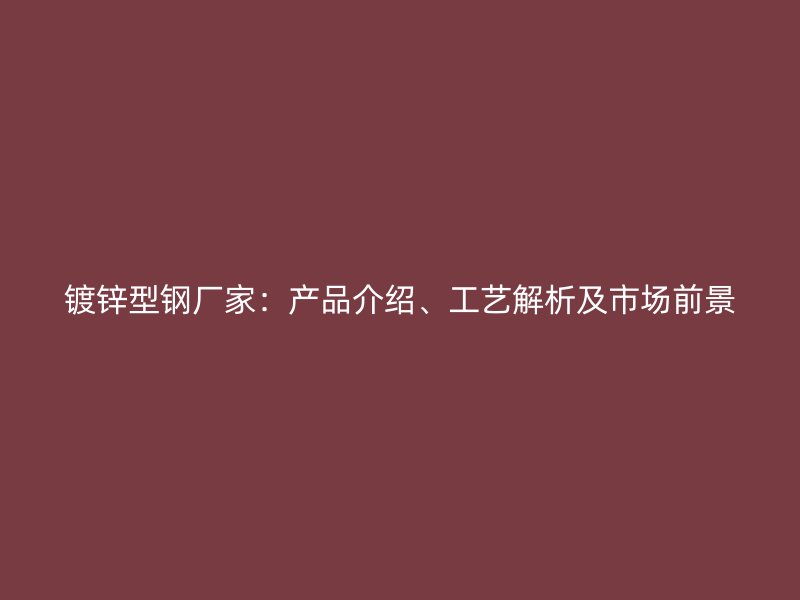 鍍鋅型鋼廠家：產(chǎn)品介紹、工藝解析及市場(chǎng)前景