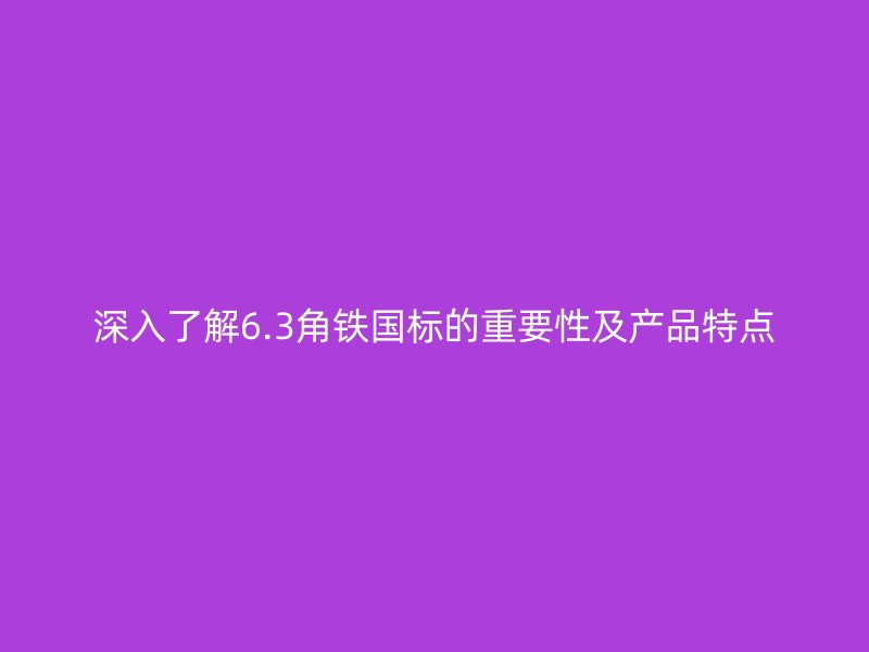 深入了解6.3角鐵國標(biāo)的重要性及產(chǎn)品特點(diǎn)