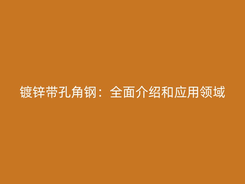 鍍鋅帶孔角鋼：全面介紹和應用領域